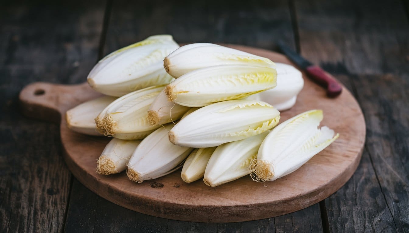 Hydroponik Chicoree auf Holzbrettchen