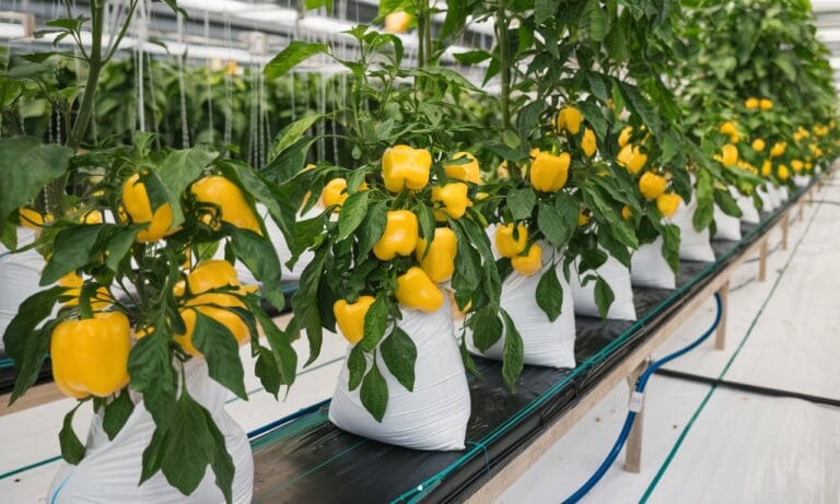 Hydroponik Paprika in Gewächshaus